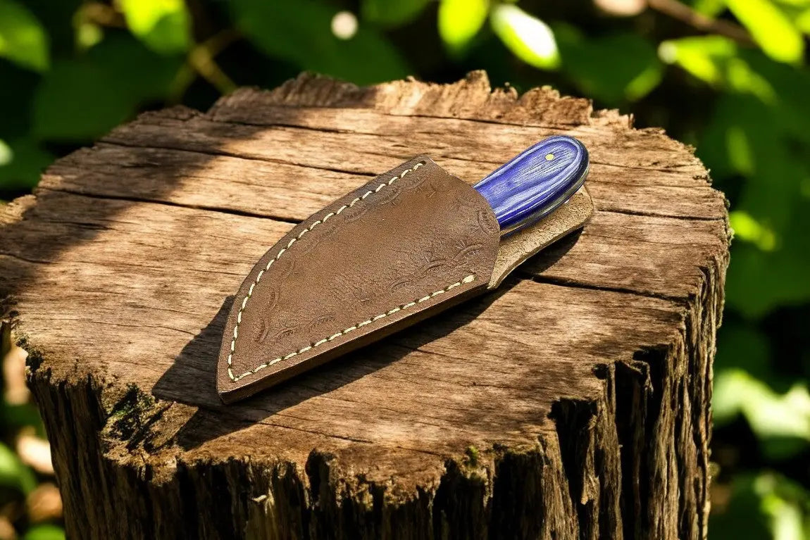 Custom Handmade Skinning Knife - D2 Steel Blade, Exotic Wood Handle by Damascus Knife Store, Damascus knife detail photo 3