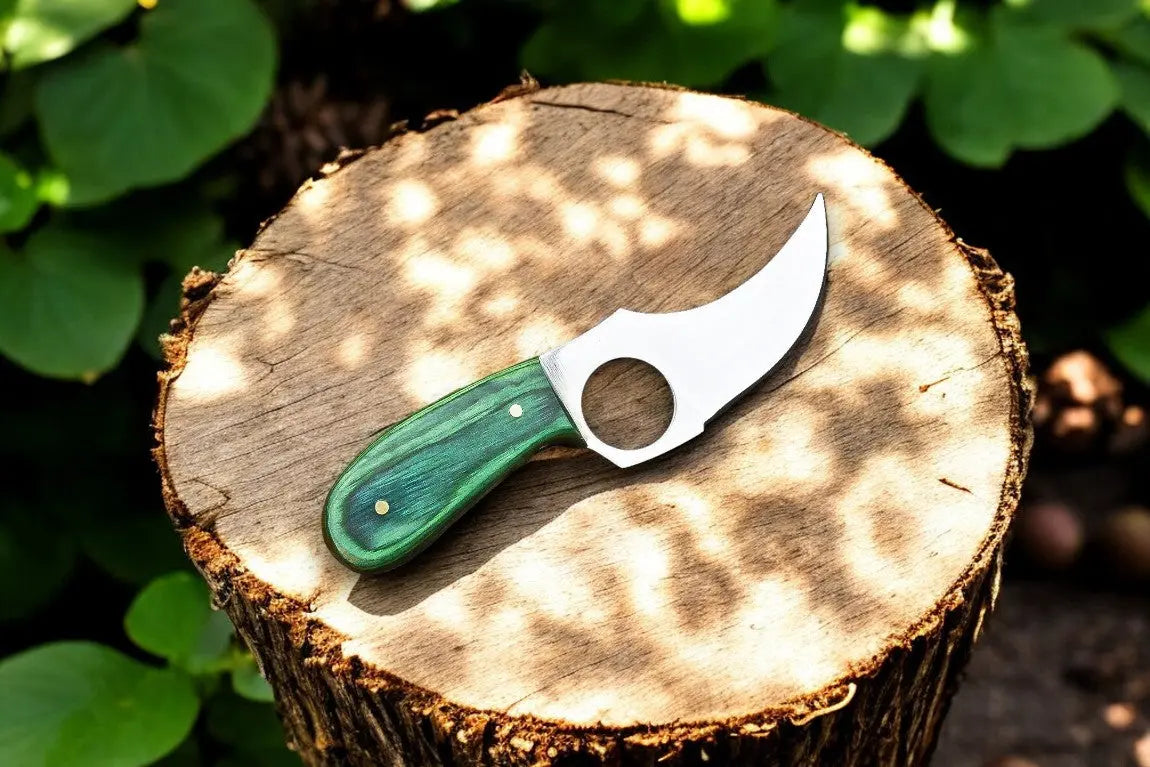 Custom Handmade Skinning Knife - D2 Steel Blade, Exotic Wood Handle by Damascus Knife Store, Damascus knife detail photo 2