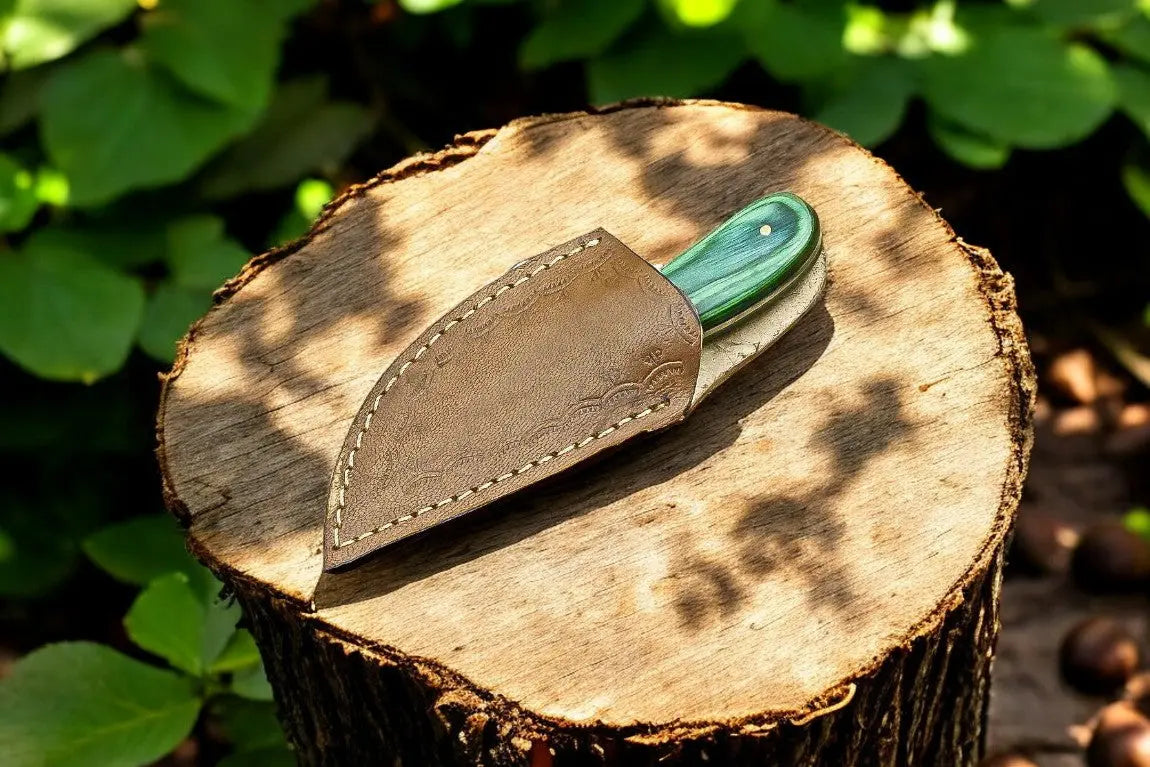 Custom Handmade Skinning Knife - D2 Steel Blade, Exotic Wood Handle by Damascus Knife Store, Damascus knife detail photo 3