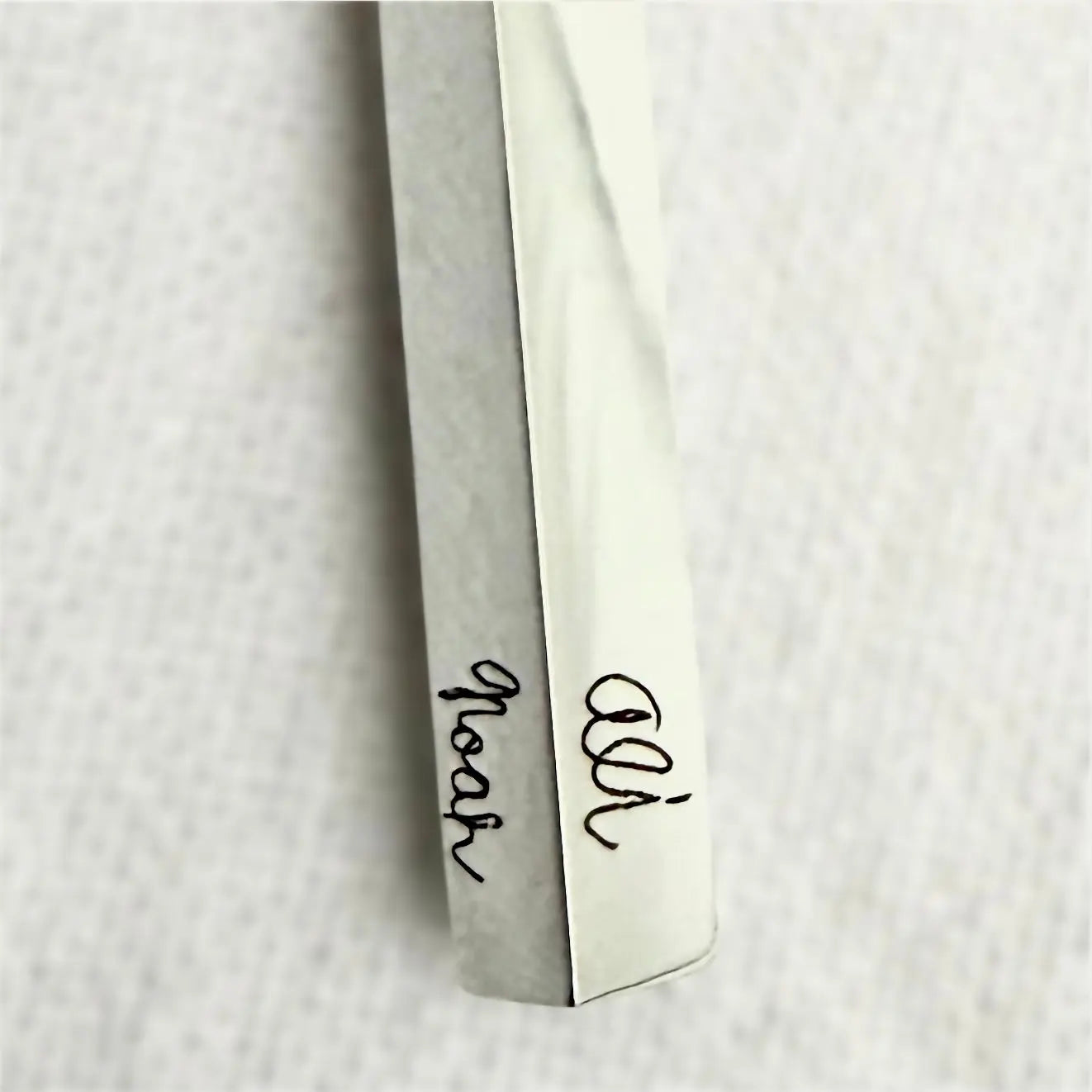 Custom Handwriting Bar Necklace by Poor Hog Customs, handmade jewelry detail photo 3