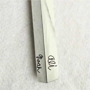Custom Handwriting Bar Necklace by Poor Hog Customs, handmade jewelry detail photo 3