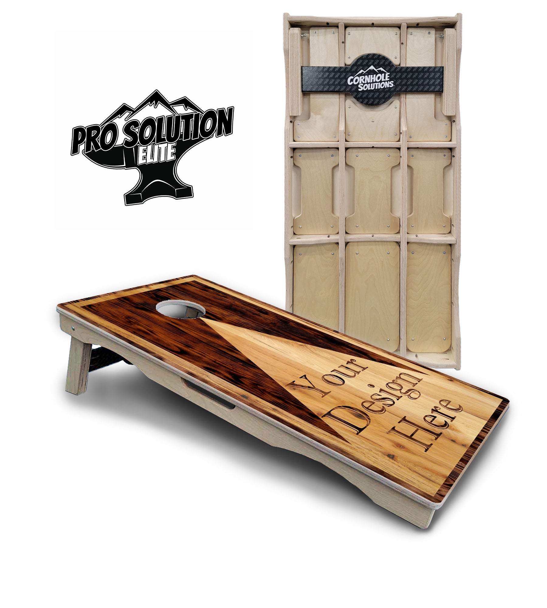 Custom Wooden Triangle Cornhole Boards - Pro Solution Elite Series by Cornhole Solutions, custom cornhole board main product photo