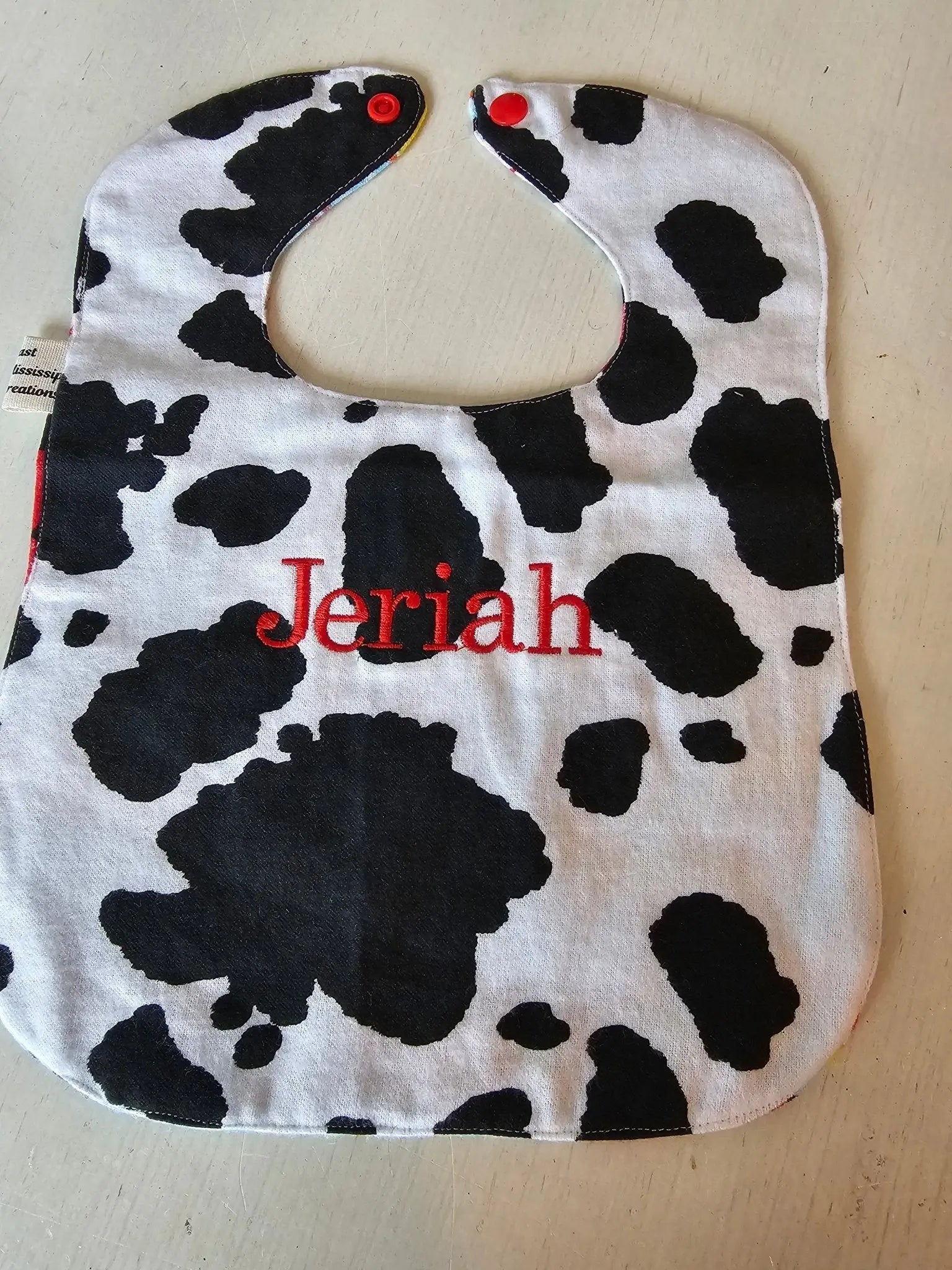 Customizable Handmade Baby Bib by East Mississippi Creations, children's boutique clothing detail photo 6
