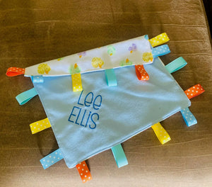 Customizable Taggy Blanket by East Mississippi Creations, children's boutique clothing detail photo 16