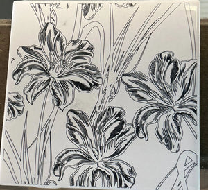 Floral Ceramic Tile Art: Decorative hand drawn flower design, Custom Kitchen/Bathroom Tile Decor
