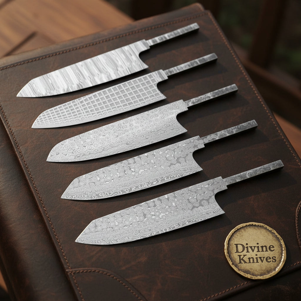 Santoku and Bunka Blade Blanks Set for Custom Kitchen Knives by Divine Knives — product view 1