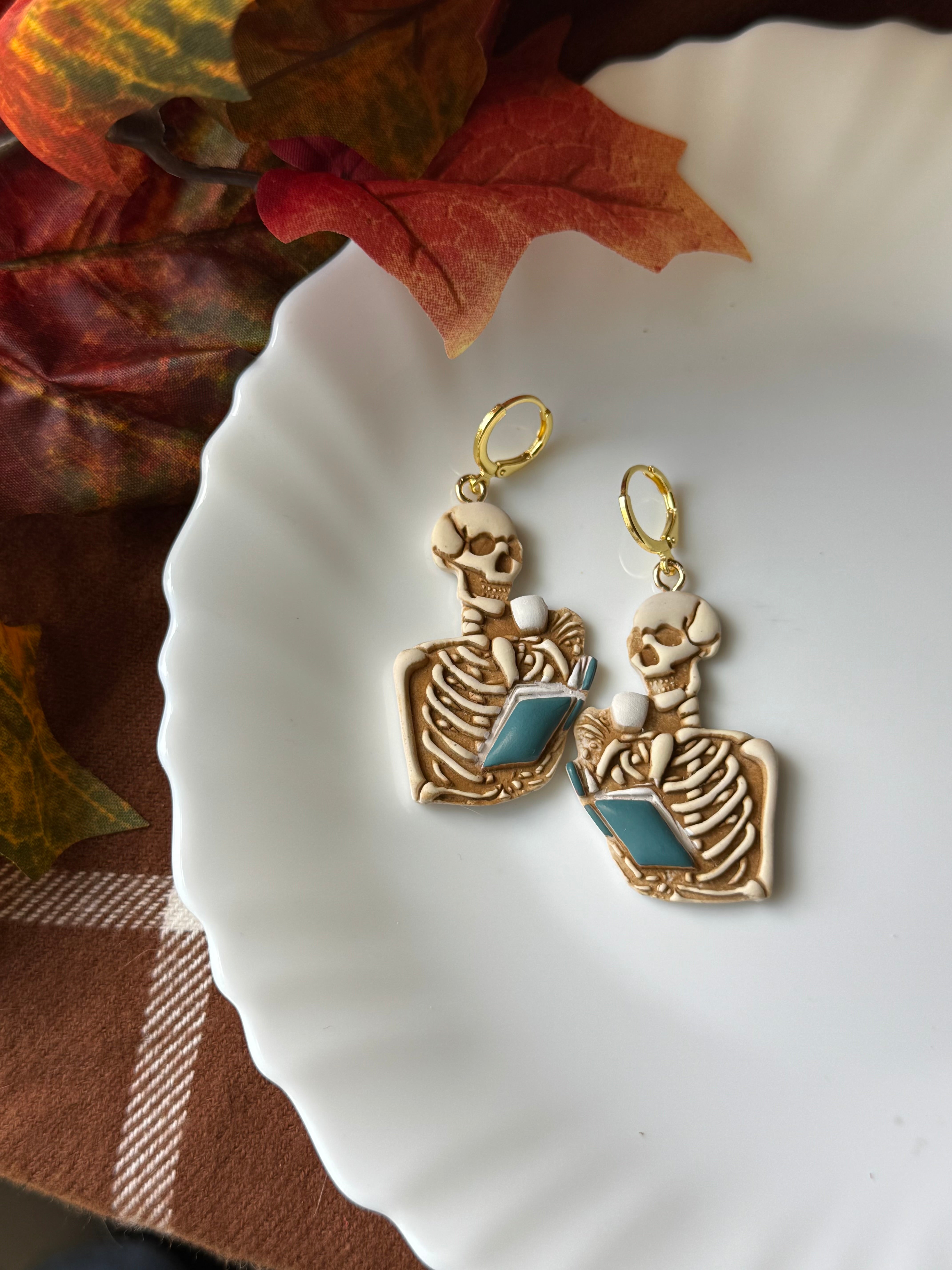 Dead But Well Read handmade polymer clay earrings by Shop Something Earthy — view 1 of 2