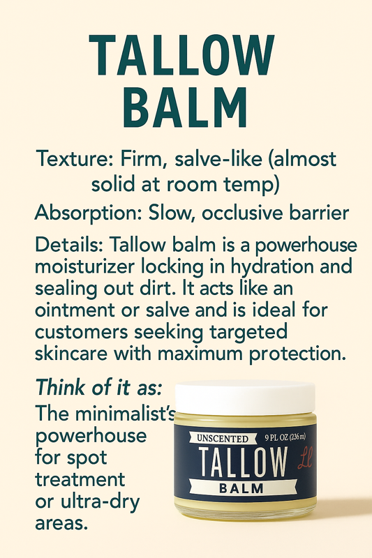 Unscented Tallow Skincare 9oz Trio - Whipped Moisturizer, Body Butter & Balm | Lady May Tallow by The Lady May, scented candle detail photo 4