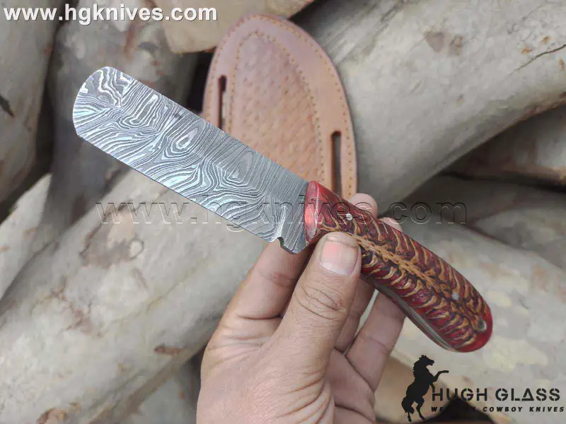 Red Pine Cone Bull Cutter Knife for Ranch Work and Collecting