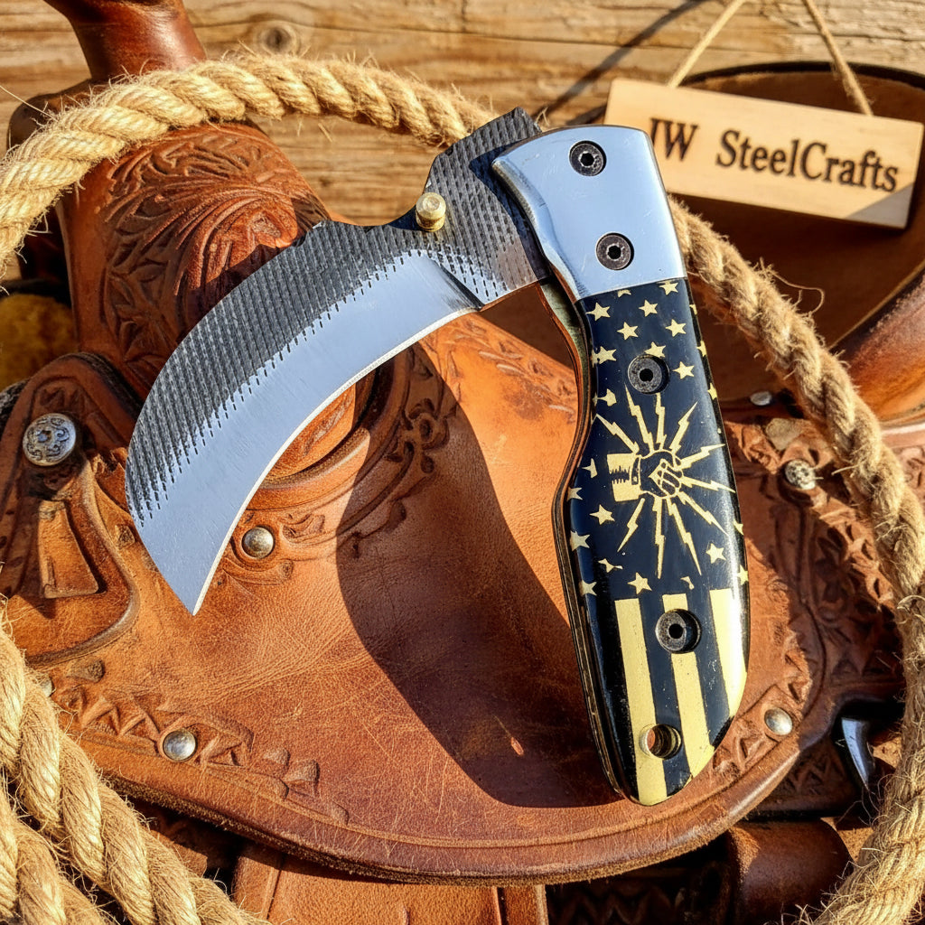 Patriot Fist Folding Karambit Knife 7" Handmade Fist Resin Handle
