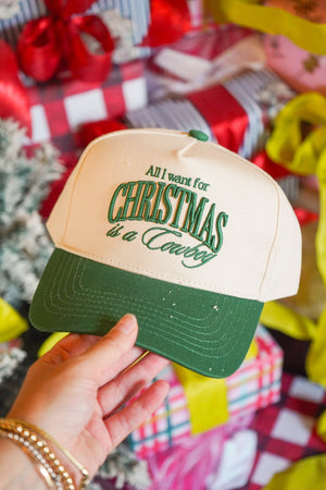 All I want for Christmas is a Cowboy - Green Vintage Trucker Hat by KenzKustomz, view 1