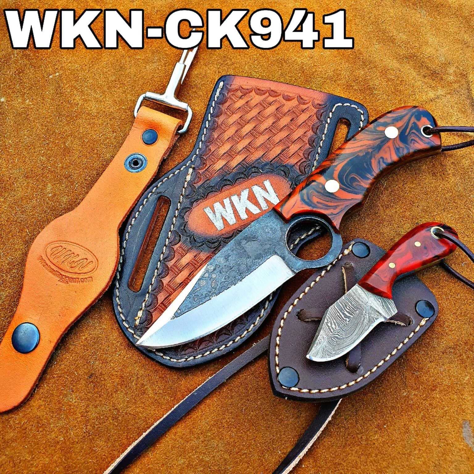 Finger Hole Rasp Skinner & Neck Knife – Paired Set for Field Work