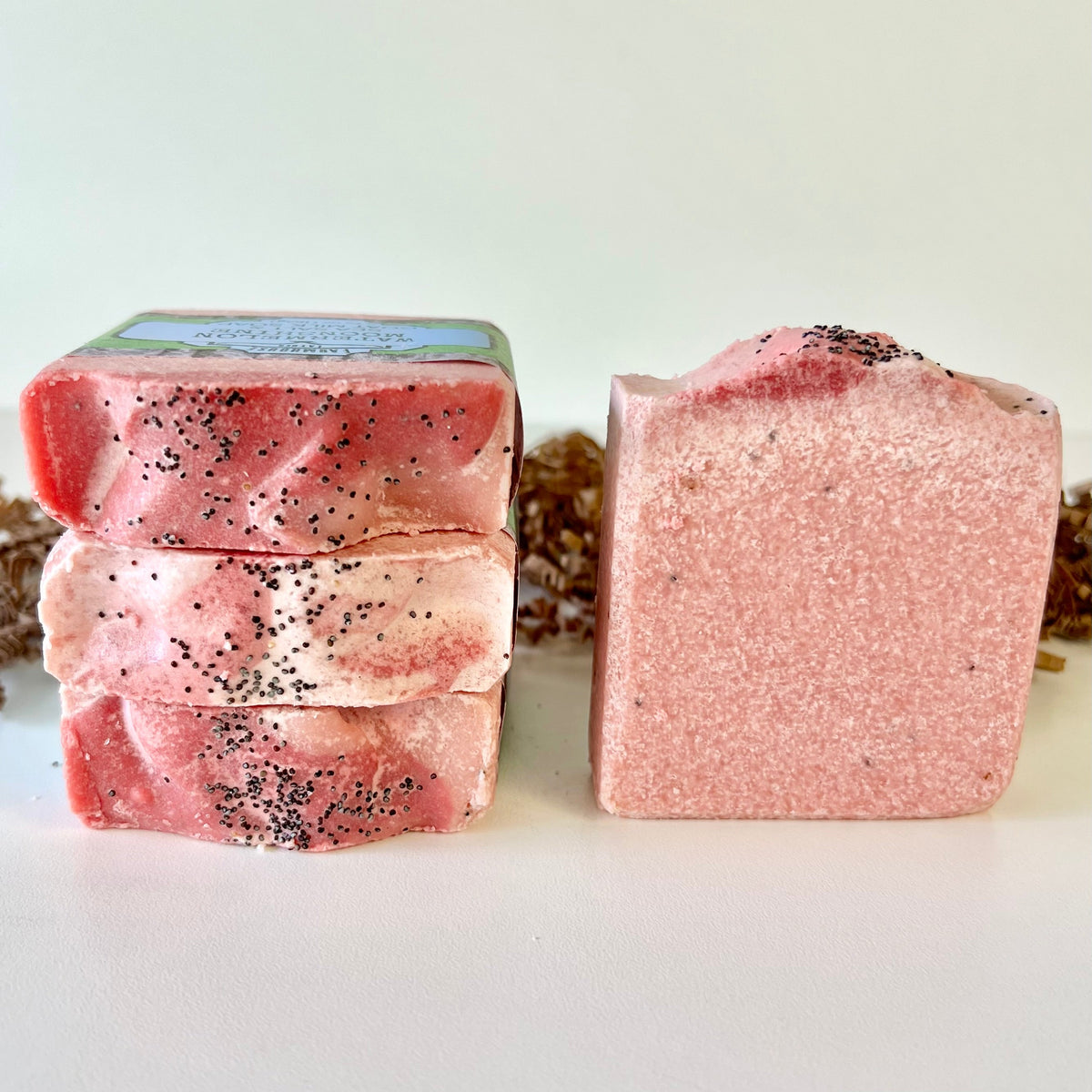Watermelon Moonshine Sea Salt Bar handmade goat milk soap by Farmhouse Lather – product image 1