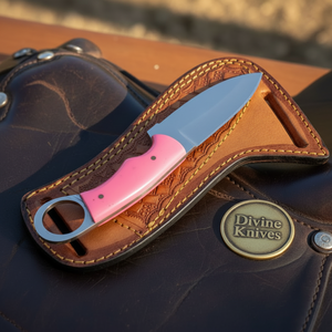 Carbon Steel Pink Resin Ring Skinner Knife product detail, view 2