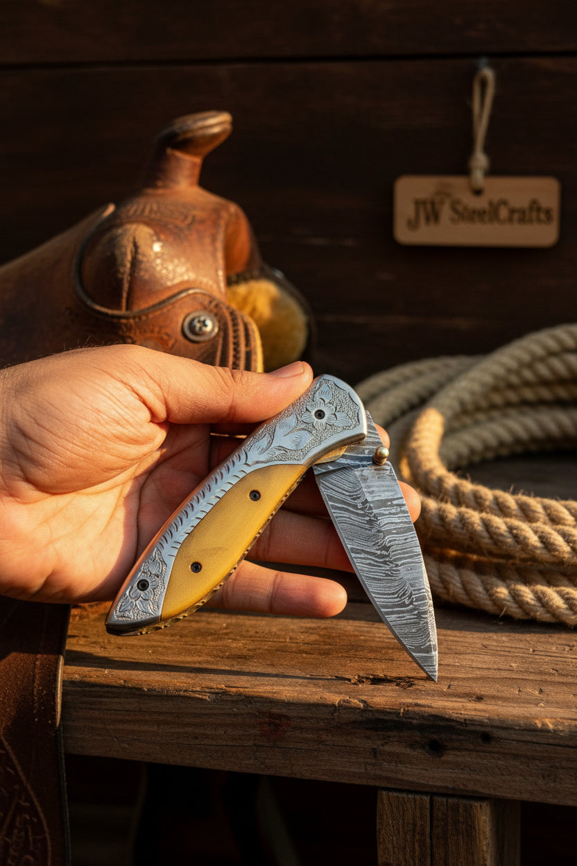 Boneridge Damascus Folder product detail, view 3