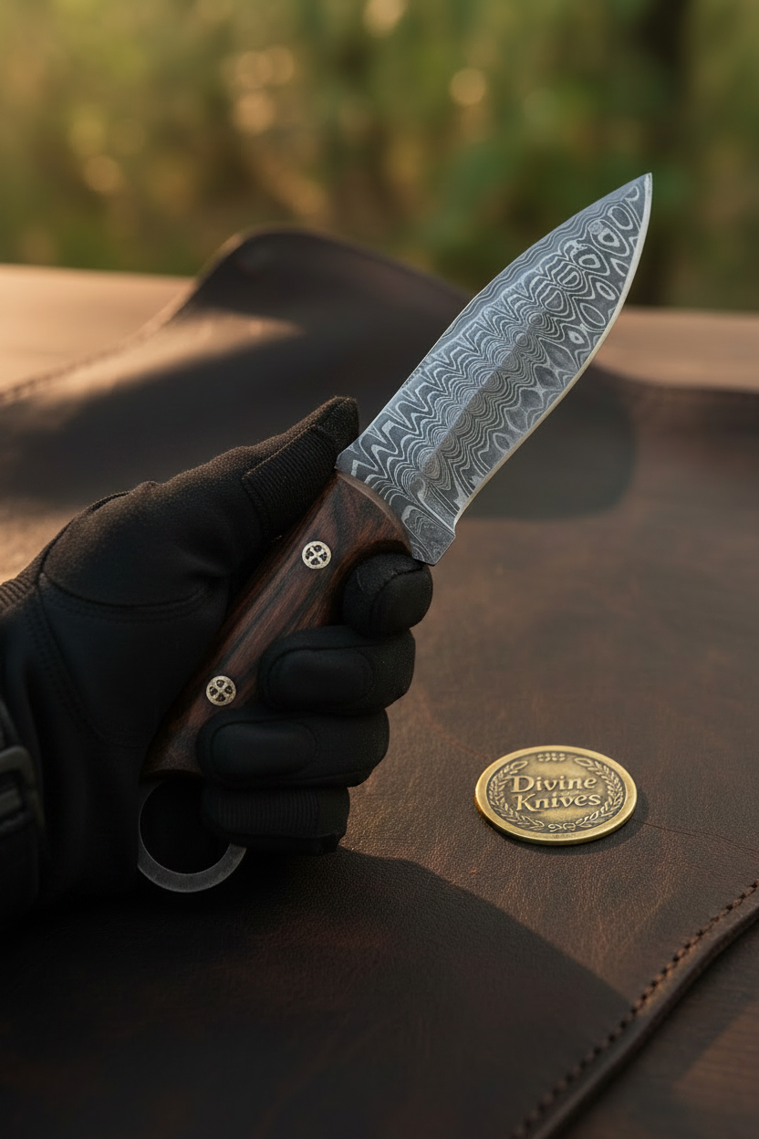 Rosewood Handle EDC Hunting Knife for by Divine Knives