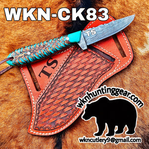 Turquoise Stag Resin Drop Point Knife with product detail, view 2