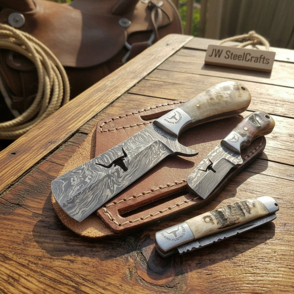 Longhorn Stag Trio Knife Set of 3 Stag Horn by JW SteelCrafts — view 2 of 2
