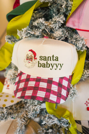 Santa Baby - Red Gingham Vintage Trucker Hat by KenzKustomz, view 10