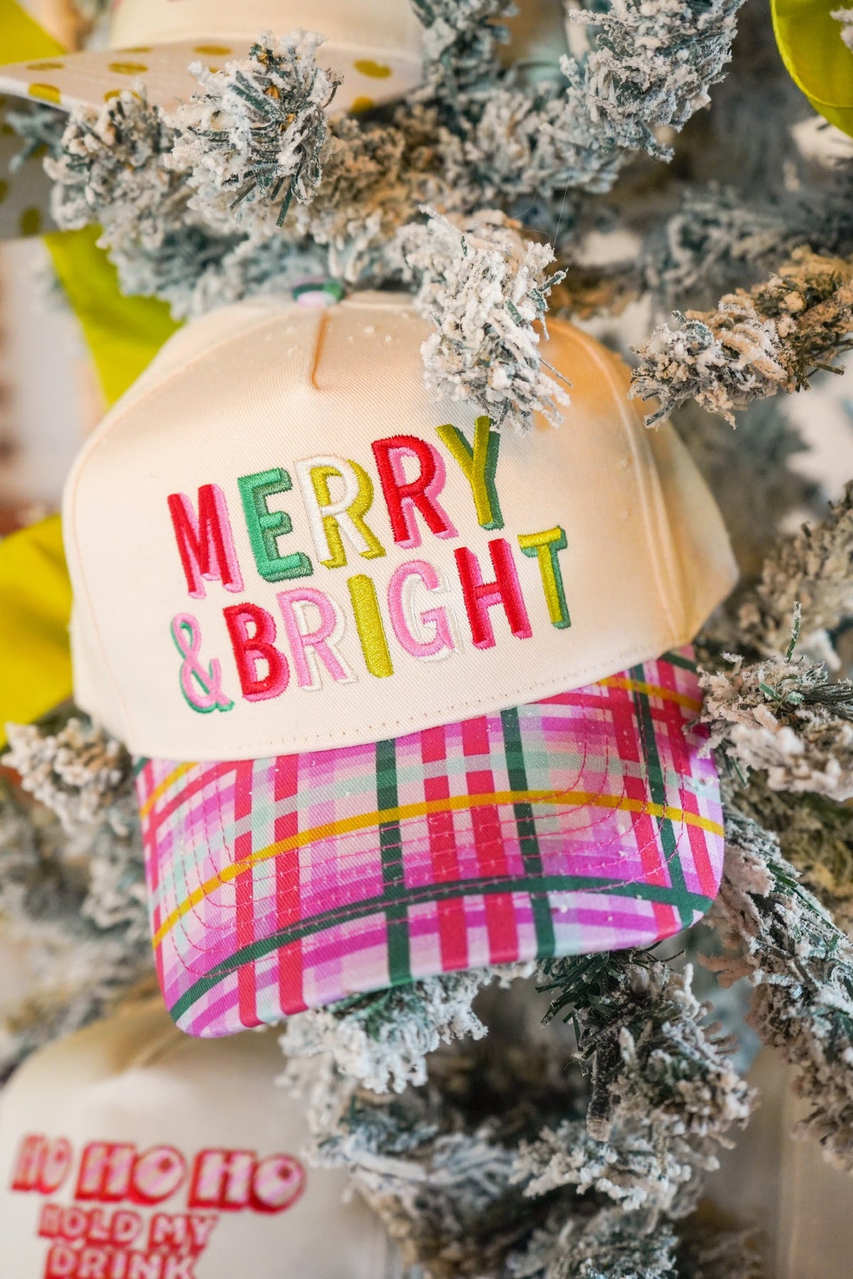 Merry & Bright - Confetti Plaid Trucker Hat by KenzKustomz, view 8