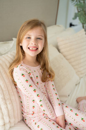 Strawberry Stripe | Two-Piece Pajama Set by Boosh Baby image 4