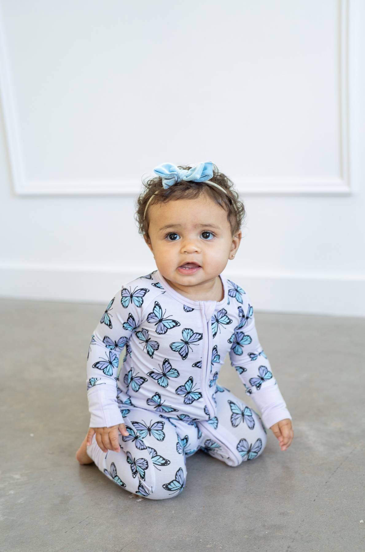 Purple Butterflies Zippy | Convertible Bamboo Zip-Up Romper PJ 🦋💜 by Boosh Baby image 4
