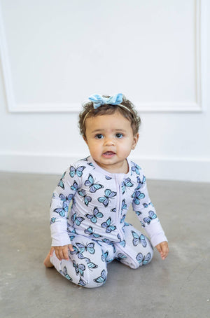 Purple Butterflies Zippy | Convertible Bamboo Zip-Up Romper PJ 🦋💜 by Boosh Baby image 4
