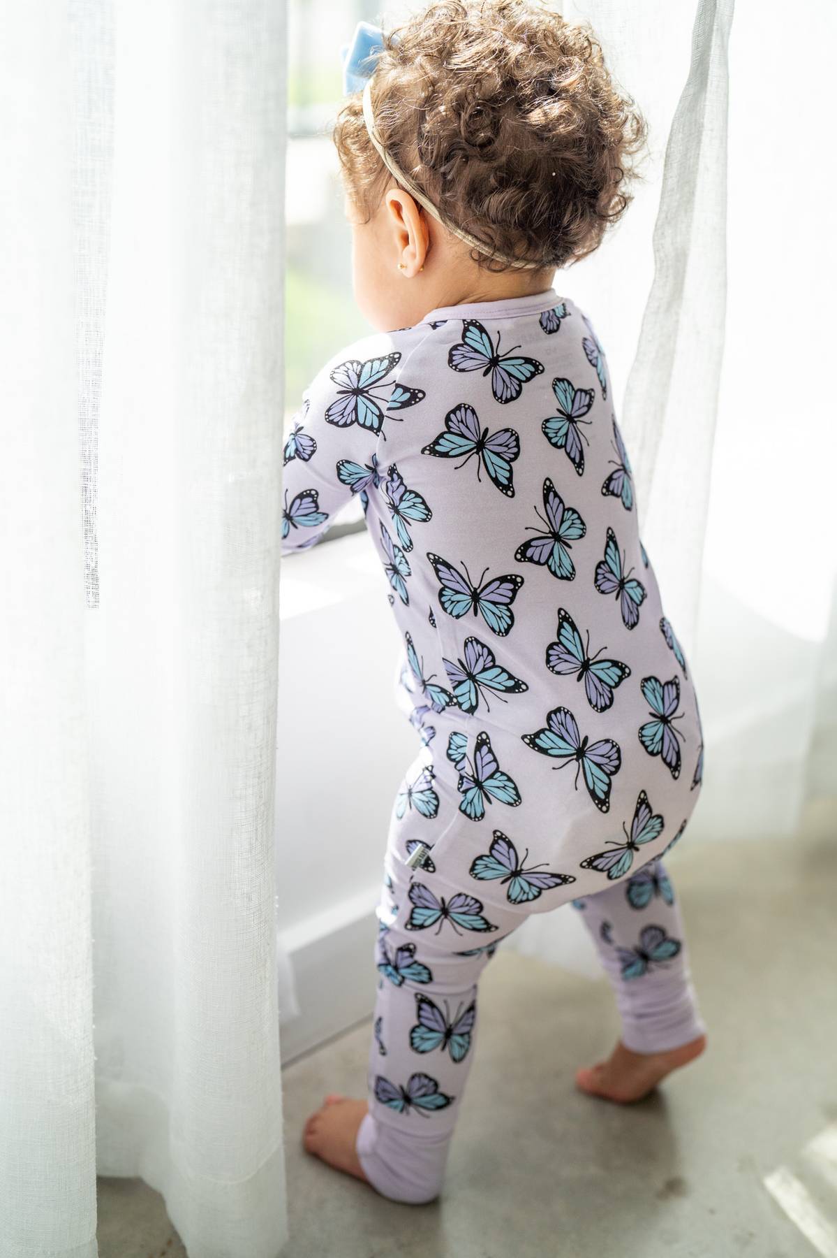 Purple Butterflies Zippy | Convertible Bamboo Zip-Up Romper PJ 🦋💜 by Boosh Baby image 3
