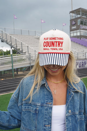 Play Something Country - Navy Pinstripe Trucker Hat