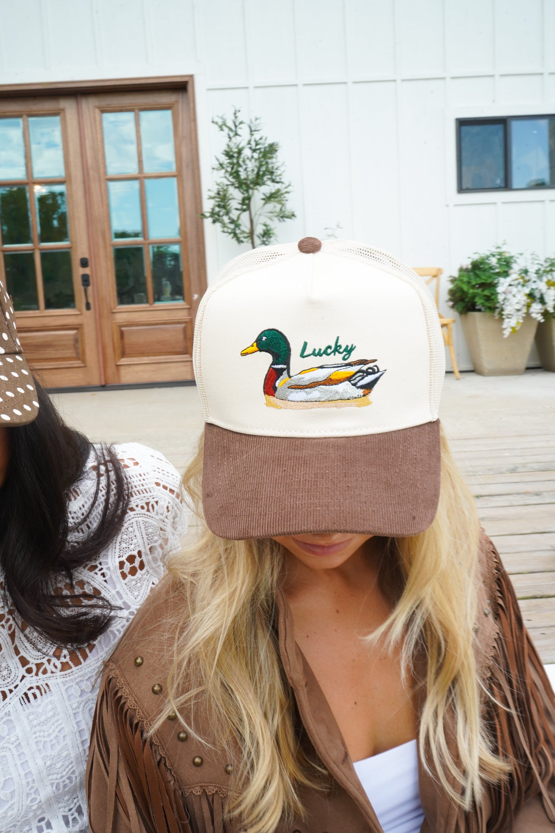 Lucky Duck - Brown Corduroy Trucker Hat