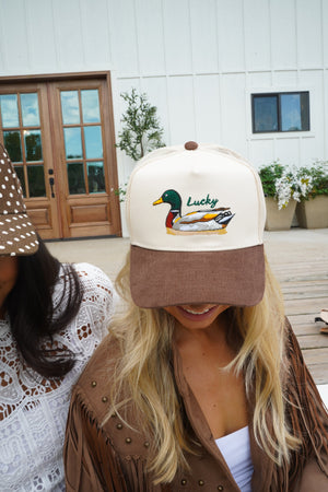 Lucky Duck - Brown Corduroy Trucker Hat