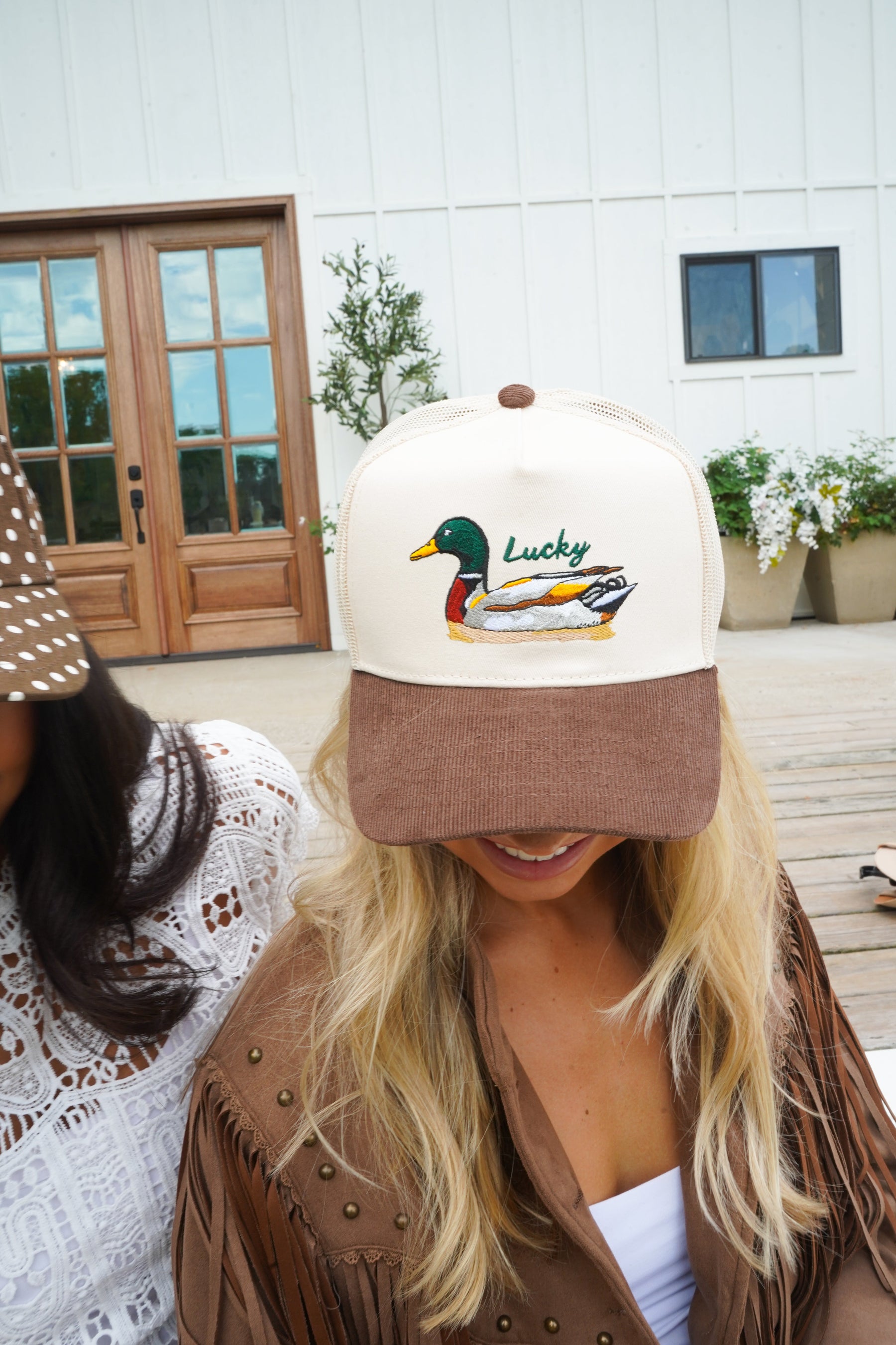 Lucky Duck - Brown Corduroy Trucker Hat