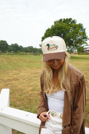 Lucky Duck - Brown Corduroy Trucker Hat