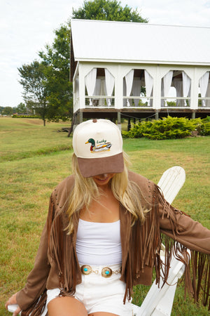 Lucky Duck - Brown Corduroy Trucker Hat
