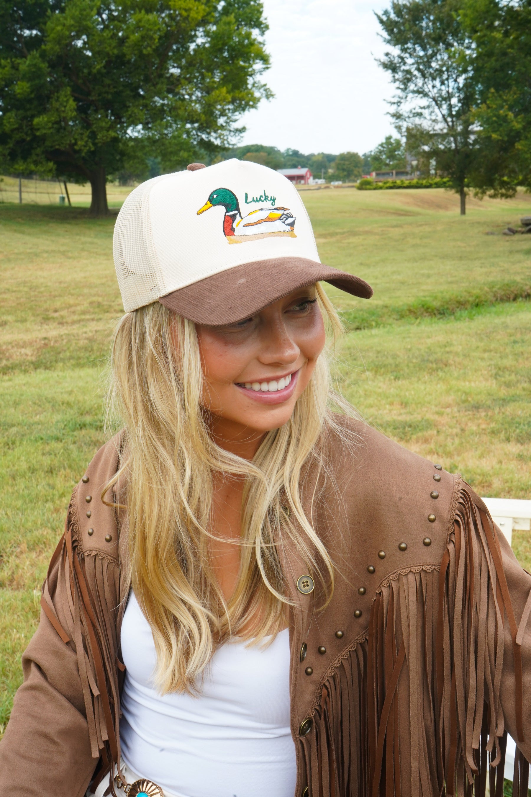 Lucky Duck - Brown Corduroy Trucker Hat