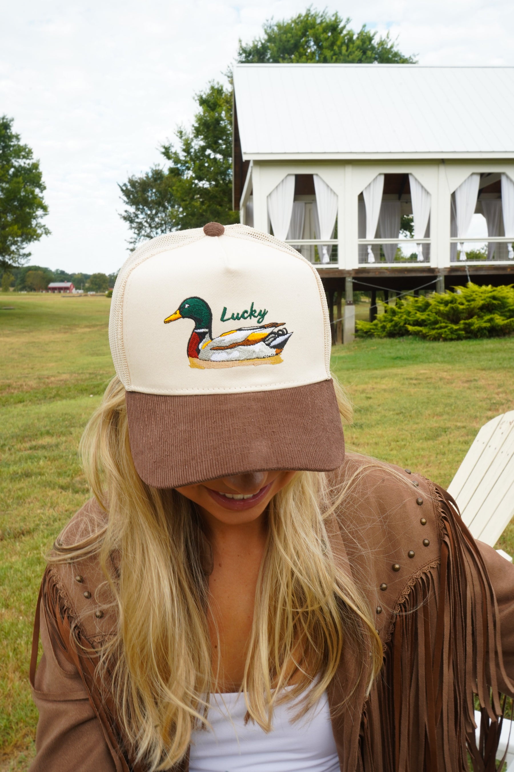 Lucky Duck - Brown Corduroy Trucker Hat
