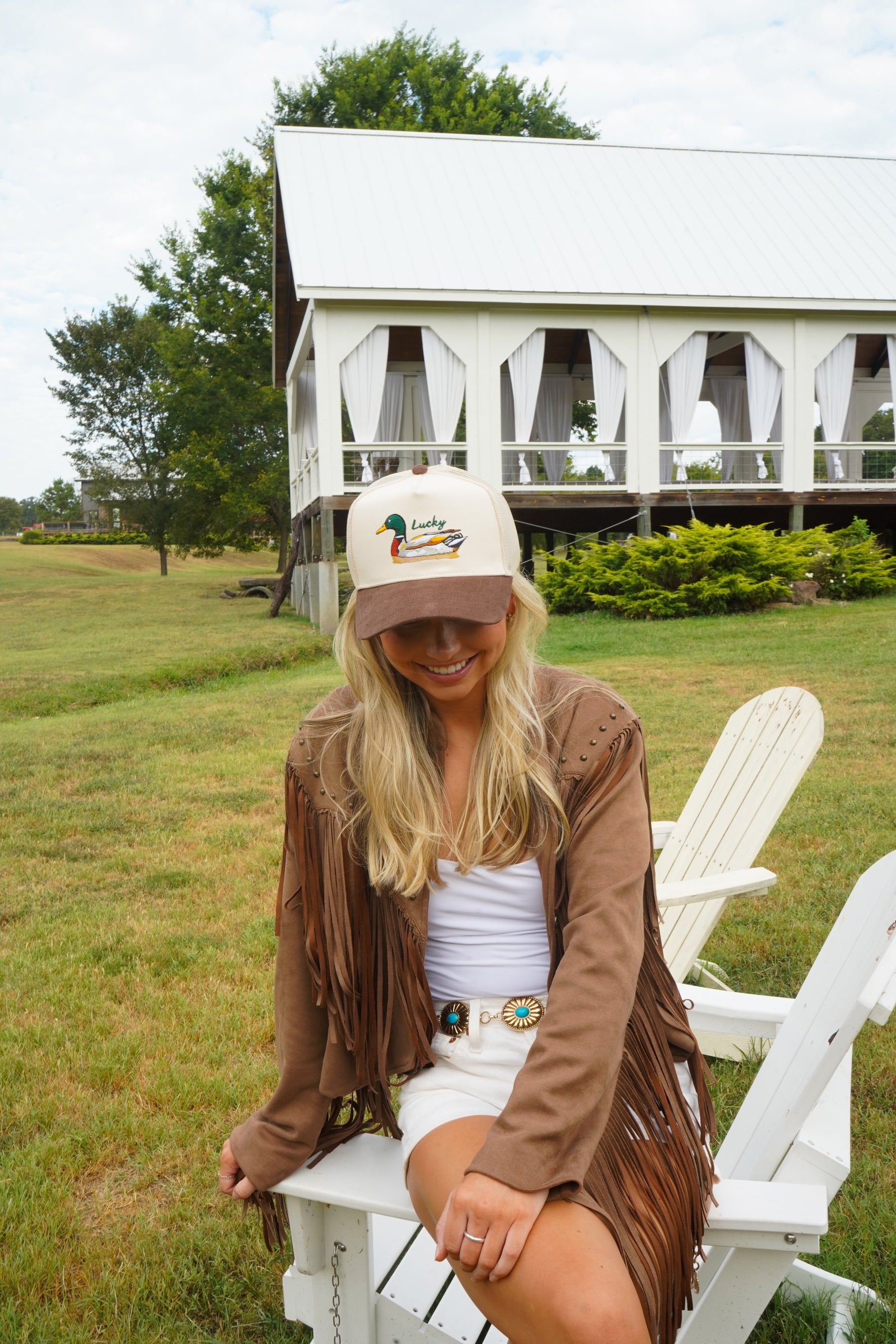Lucky Duck - Brown Corduroy Trucker Hat