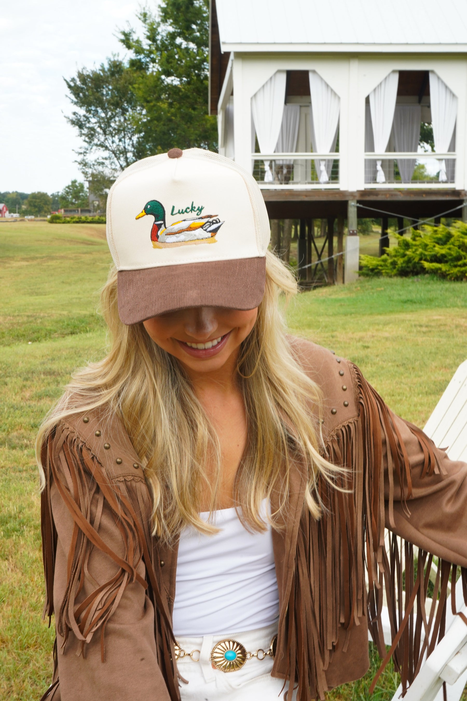 Lucky Duck - Brown Corduroy Trucker Hat