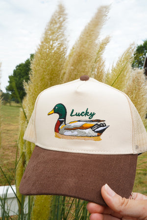 Lucky Duck - Brown Corduroy Trucker Hat
