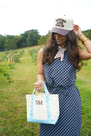 Loving Life Again - Brown & Blue Polka Dot Trucker Hat by KenzKustomz, view 13