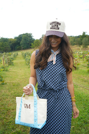 Loving Life Again - Brown & Blue Polka Dot Trucker Hat by KenzKustomz, view 12