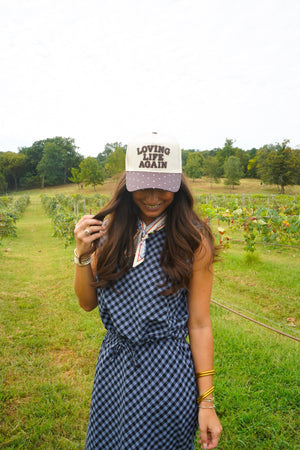 Loving Life Again - Brown & Blue Polka Dot Trucker Hat by KenzKustomz, view 10