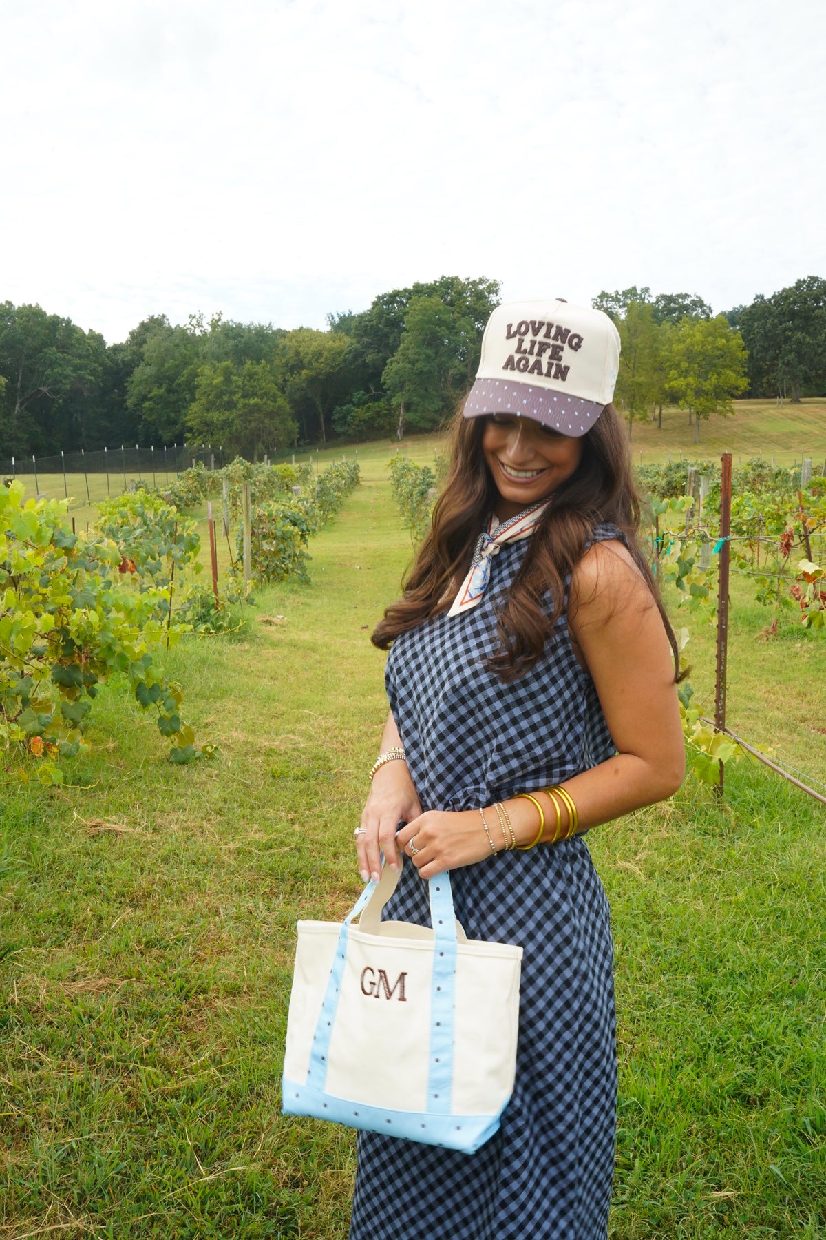 Loving Life Again - Brown & Blue Polka Dot Trucker Hat by KenzKustomz, view 6