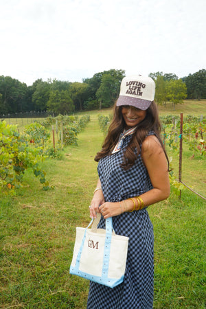 Loving Life Again - Brown & Blue Polka Dot Trucker Hat by KenzKustomz, view 5
