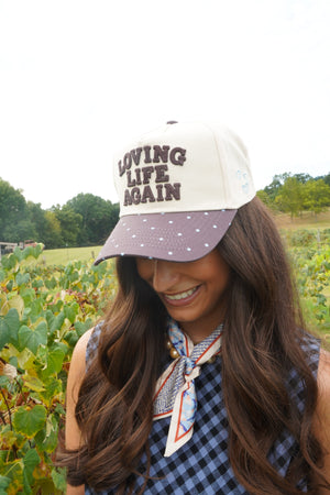 Loving Life Again - Brown & Blue Polka Dot Trucker Hat by KenzKustomz, view 4