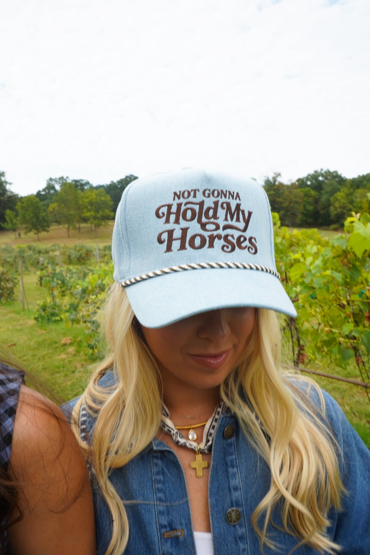 Hold My Horses - Denim Trucker Hat by KenzKustomz, view 12