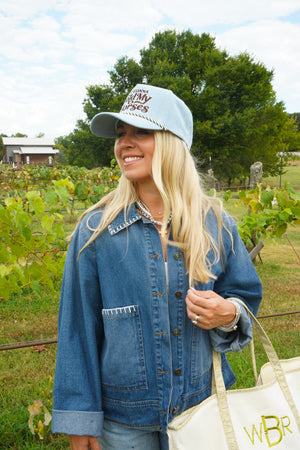 Hold My Horses - Denim Trucker Hat by KenzKustomz, view 9
