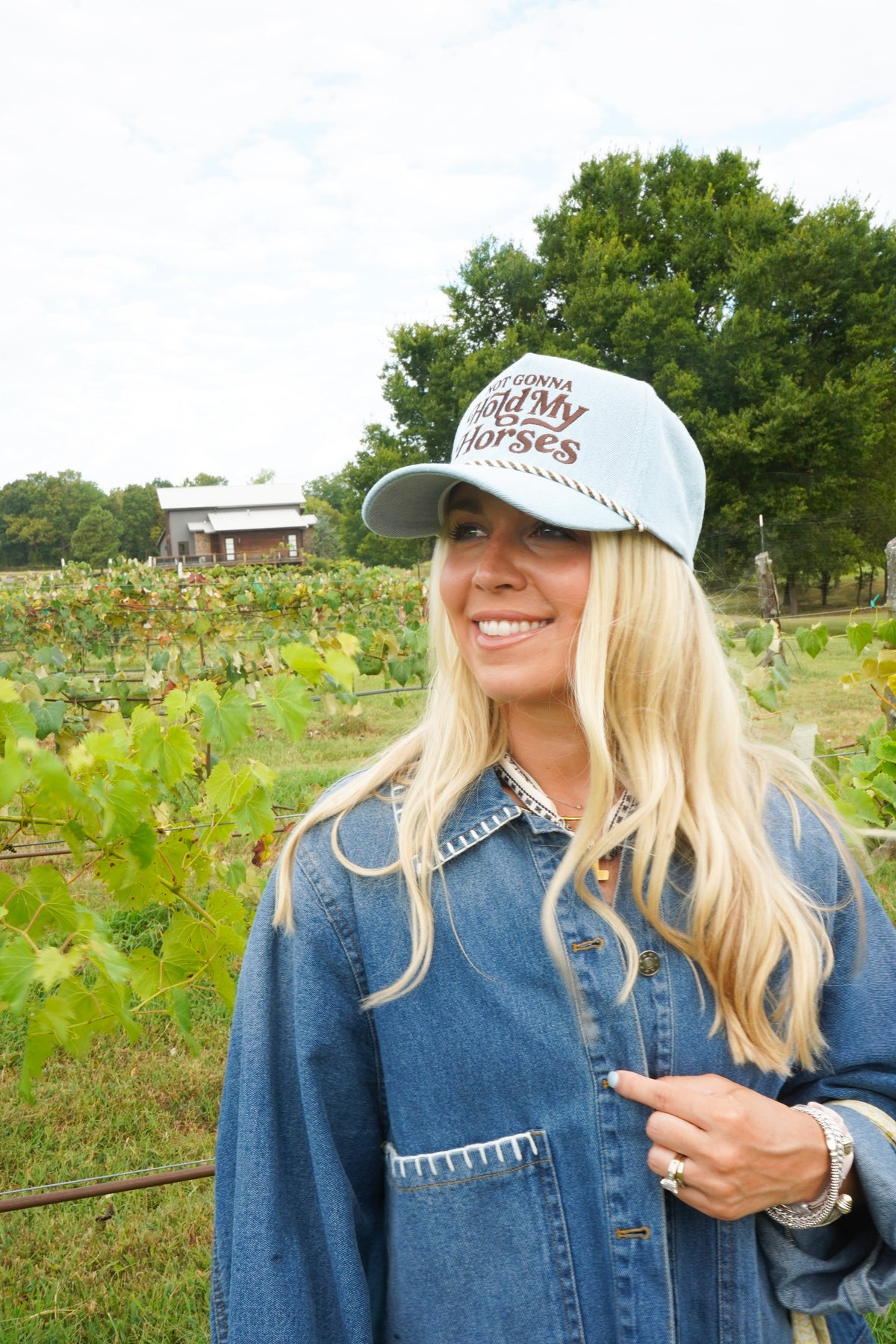 Hold My Horses - Denim Trucker Hat by KenzKustomz, view 6