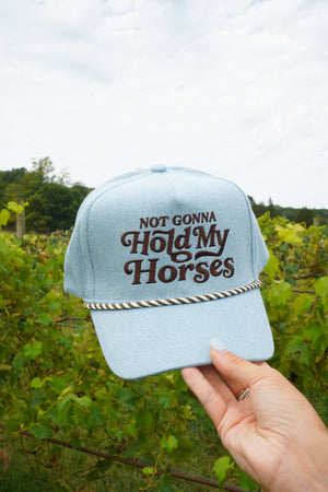Hold My Horses - Denim Trucker Hat by KenzKustomz, view 1