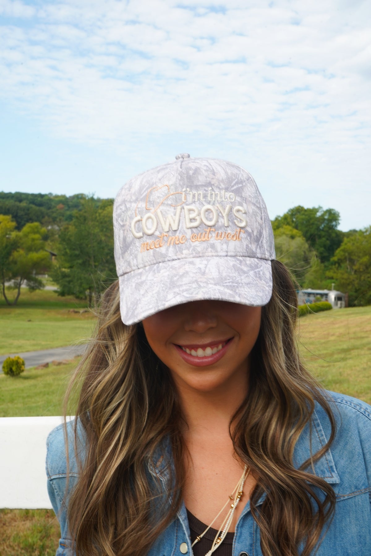 I'm Into Cowboys - Washed Camo Trucker Hat by KenzKustomz, view 2